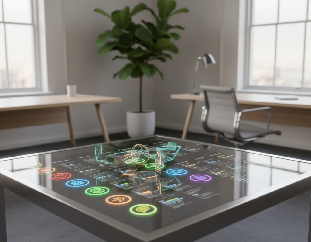 A sleek, modern comparison table showcasing various focus techniques, cognitive models, and productivity frameworks. In the foreground, a well-organized table displays colorful icons representing techniques like Pomodoro, mindfulness, and deep work, arranged clearly with corresponding metrics. The middle ground features abstract representations of cognitive models, with geometric shapes and lines symbolizing attention spans and productivity flow. The background is softly blurred, suggesting a serene office environment with natural light filtering in through a window, creating a calm and focused atmosphere. The setting is minimalistic and professional, with sleek furniture and houseplants, emphasizing the theme of sustained attention. The scene conveys a sense of clarity and motivation, inviting viewers to engage with the visual information. A sleek, modern comparison table showcasing various focus techniques, cognitive models, and productivity frameworks. In the foreground, a well-organized table displays colorful icons representing techniques like Pomodoro, mindfulness, and deep work, arranged clearly with corresponding metrics. The middle ground features abstract representations of cognitive models, with geometric shapes and lines symbolizing attention spans and productivity flow. The background is softly blurred, suggesting a serene office environment with natural light filtering in through a window, creating a calm and focused atmosphere. The setting is minimalistic and professional, with sleek furniture and houseplants, emphasizing the theme of sustained attention. The scene conveys a sense of clarity and motivation, inviting viewers to engage with the visual information.